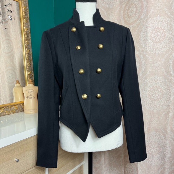 Juicy Couture Jackets & Blazers - Juicy Couture Y2K 2009 Black Military Style Wool Double Breasted Jacket Sz M